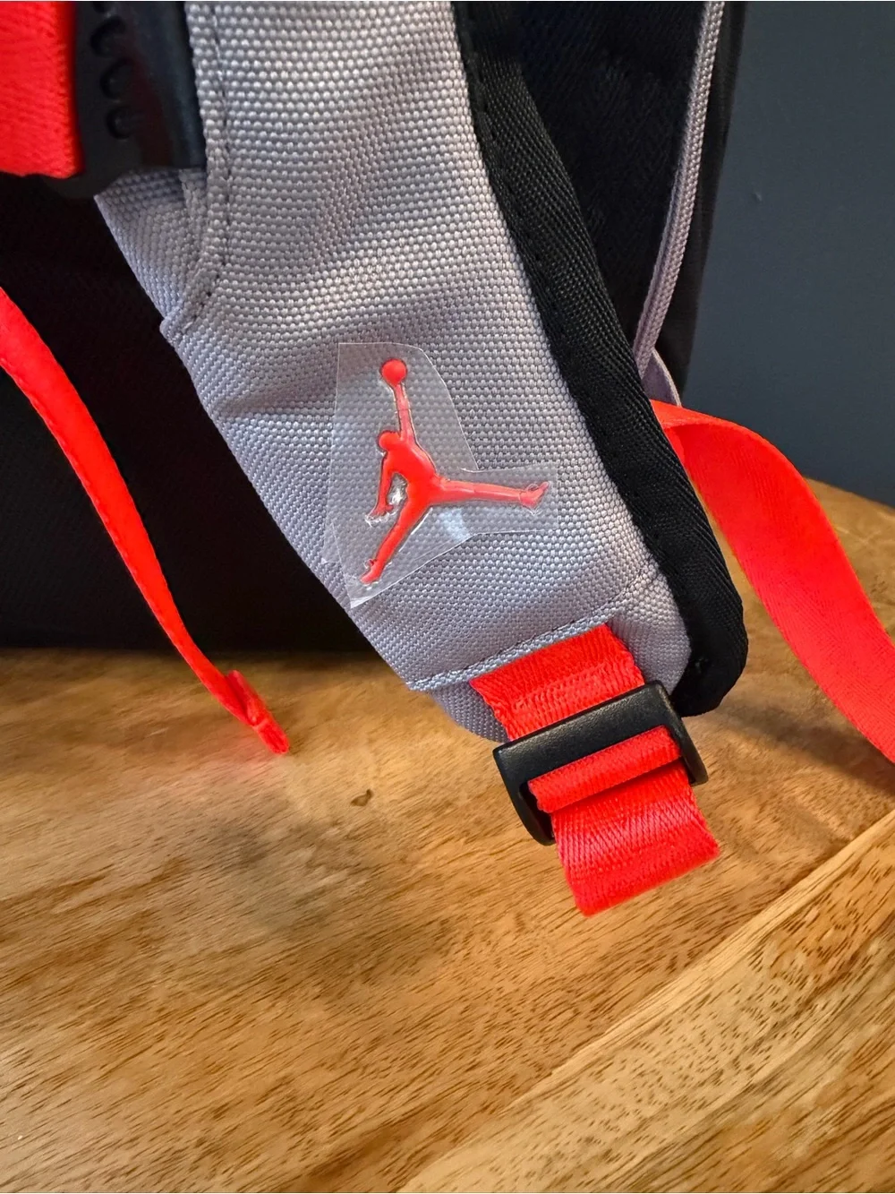 Jordan Grey and Black Backpack with Red Jumpman Accent